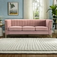 thumbnail image 4 of 82.67'' W Velvet Couch,Mid-Century Classical Sofa Couch,Chesterfield Couch for Living Room,Pink, 4 of 7