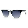 thumbnail image 4 of Classic Half Rim Round Horned High Temple Rectangular Sunglasses Black Silver - Smoke, 4 of 7