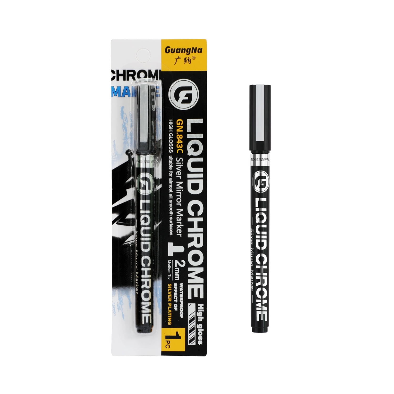 1 Set Permanent Liquid Mirror Chrome Marker,Chrome Mirror Paint Pens for Any Surface Chrome Paint Pen for Repairing, Model Painting, Marking or DIY Art Projects (0.7 |1.0 | 2.0| 3.0mm,Gold, 4Pcs)