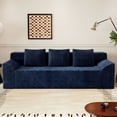 thumbnail image 2 of 71 Inch Corduroy Sofa Like Ergonomic Deep Seat Loveseat for Living Room Bedroom and Conference Room Use 3 Seats, Aged Blue, 2 of 5