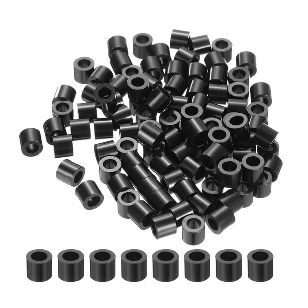 100 Paquetes de Espaciadores Redondos de Nylon 4mm ID, 7mm OD, 6mm de Altura, Espaciadores de Plástico para Tornillos M4, Negro