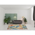 thumbnail image 6 of 7' X 10' Ivory Teal And Gold Floral Non Skid Indoor Outdoor Area Rug, 6 of 6