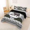 thumbnail image 2 of Castle Fairy Vintage Aztec Bear Queen Comforter Set 3 Pieces,Bohemian Theme Geometric Plaid Comforter Sets Queen,Olive Black,Black Reversible,1 Comforter and 2 Pillowcases, 2 of 6