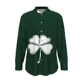 thumbnail image 5 of LEKWK St Patricks Day Shirt Women Striped Clover Print Blouses & Button-Down Shirts Lapel Collar Casual Tops Color Block Holiday Outfits, 5 of 5