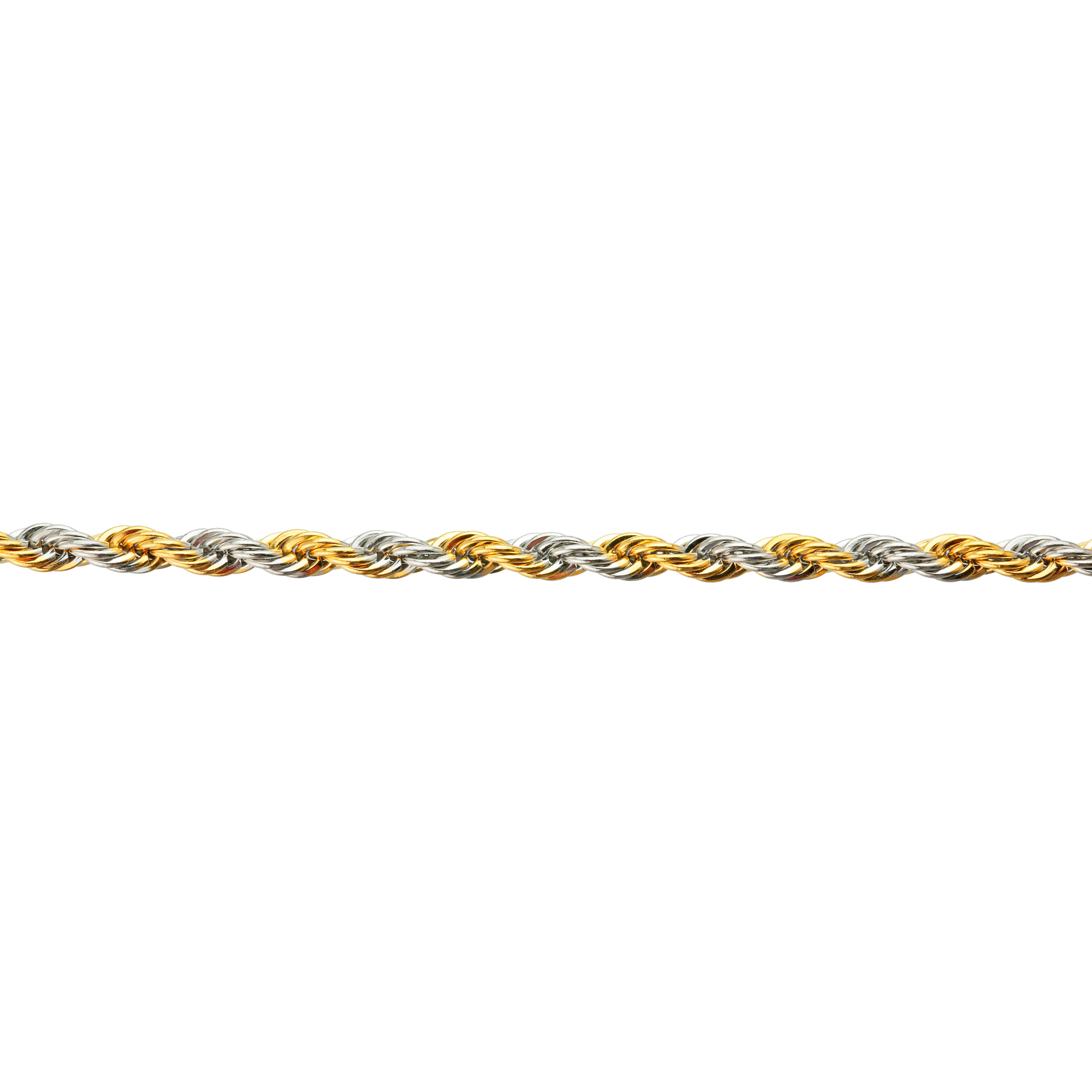 Stainless Steel 20 Inches Long 4 MM Wide Two Tone Rope Chain Necklace Gold Ion Plating with Lobster Claw Clasp for Men by Metro Jewelry