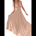 thumbnail image 1 of Vestido Maxi Sin Mangas, de Cintura Alta, Color Liso, con Tirantes Cruzados en la Espalda y Múltiples Usos para Mujer. Champán L, 1 of 9