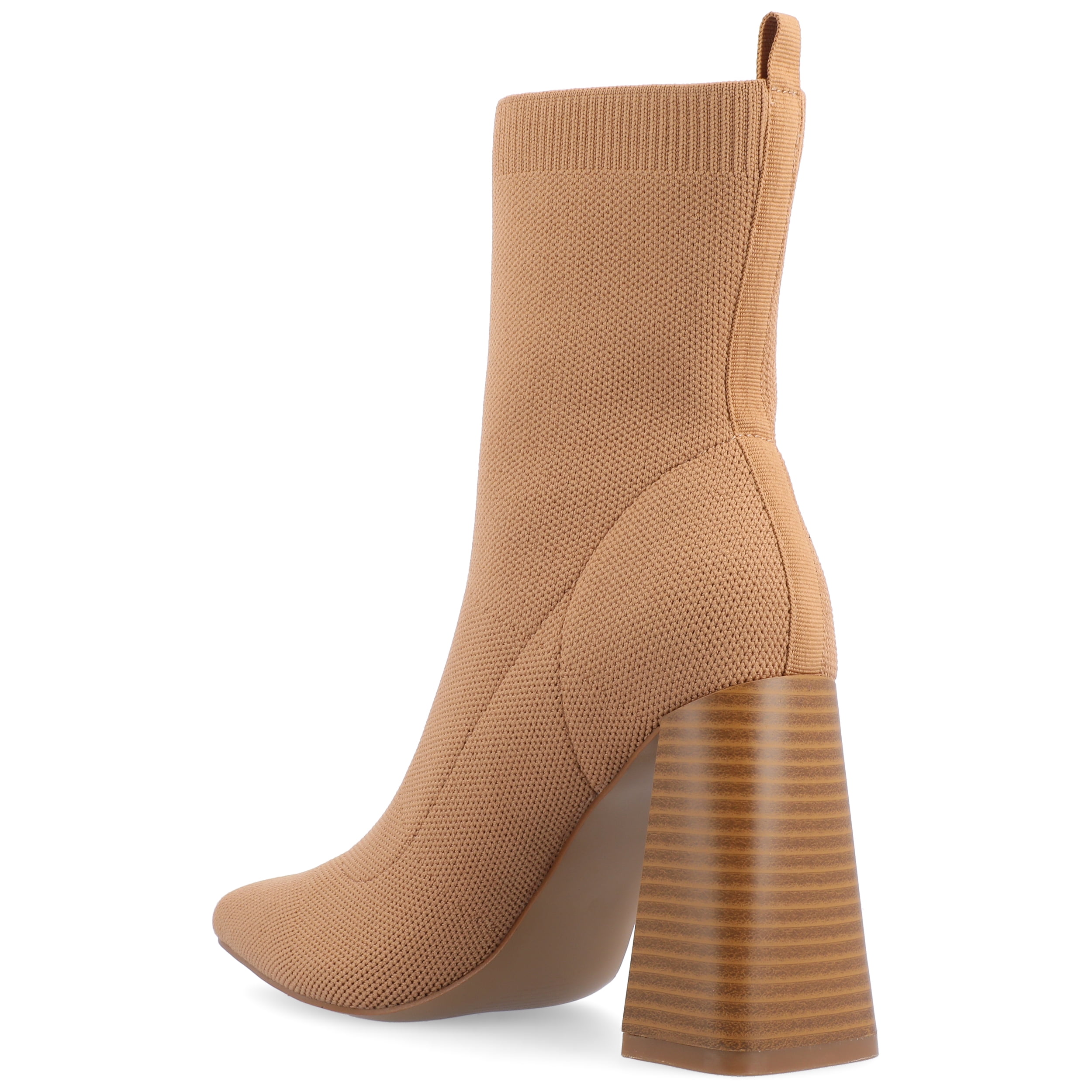 Journee Womens Noralinn Tapered Stacked Block Heel Knit Booties, Widths Available