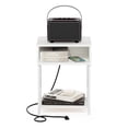 thumbnail image 4 of Furinno Moretti 3-Tier White End Table with Charging Station, Metal Frame Side Table with USB and Type-C Charging Port, Night Stand, Bedside Table for Living Room, Bedroom, Plain White, 4 of 5