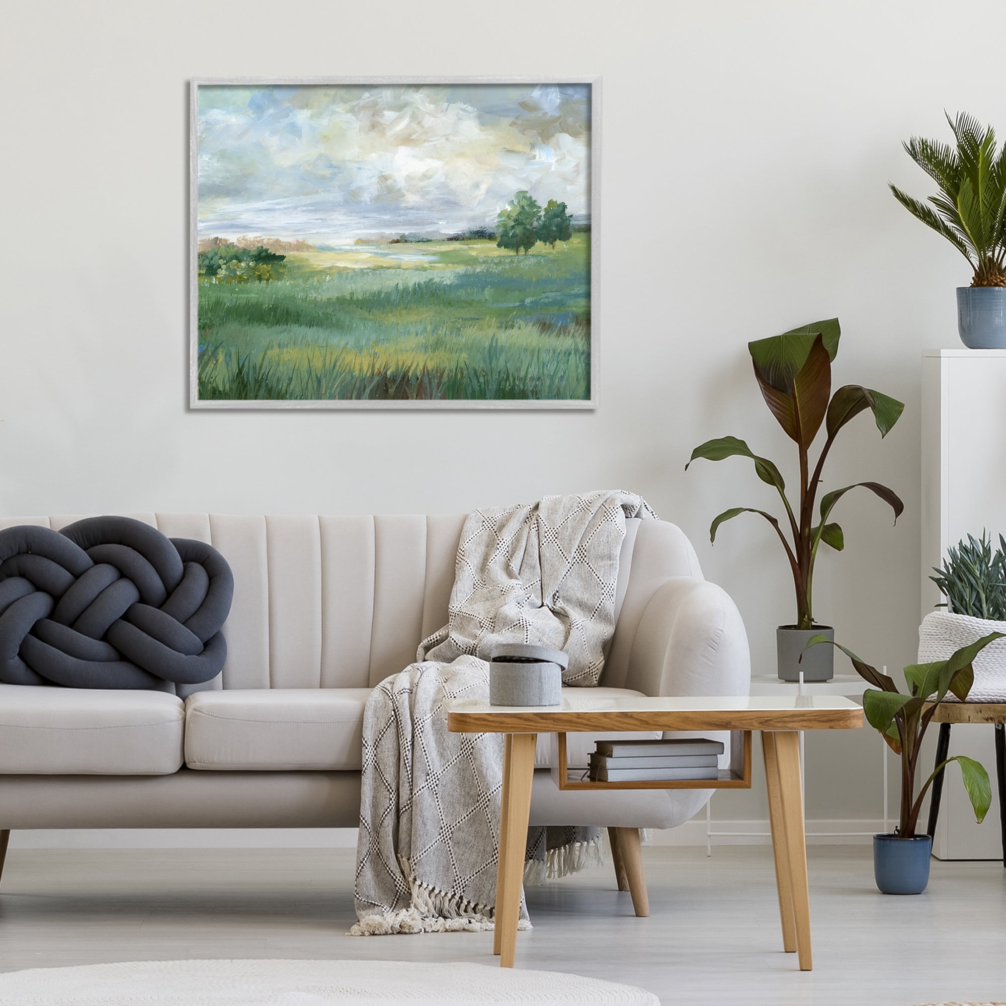 Stupell Industries Idyllic Summer Field Gray Framed Giclee Art, design by Nan