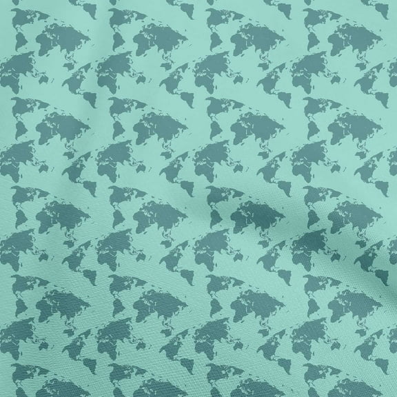 oneOone Polyester Lycra Light Sea Green Fabric Travel Diy Clothing Quilting Fabric Print Fabric By Yard 56 Inch Wide