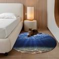 thumbnail image 2 of Round Rug 3.3Ft Washable Non-Slip, Navy Blue Ocean Waves Circle Area Rugs for Living Room Bedroom, Summer Beach Coastal Abstract Indoor Floor Mats Carpet Runner for Home Decor Aesthetic, 2 of 8