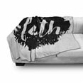 thumbnail image 3 of Faith Soft Flannel Fleece Throw Blanket, Paint Brush Stroke Cursive Typography Monochromatic, Cozy Plush for Indoor and Outdoor Use, 50" x 60", Charcoal Grey and White, by Ambesonne, 3 of 6