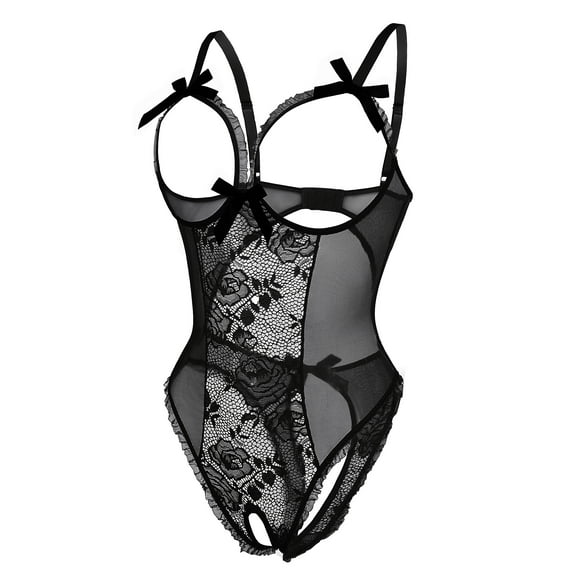 Sexyfree Lingerie for Women One Piece Bodysuit Sexy Lace Crotchless Lingerie Nightwear