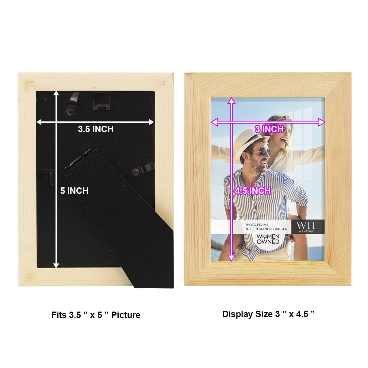 Wexford Home Woodgrain 3.5" x 5" in Natural Wood Picture Frame (Set of 6)