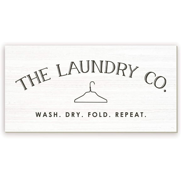 The Laundry Co. Wash Dry Fold Rustic Framed Wood Farmhouse Wall Sign 9x18 (Unframed)