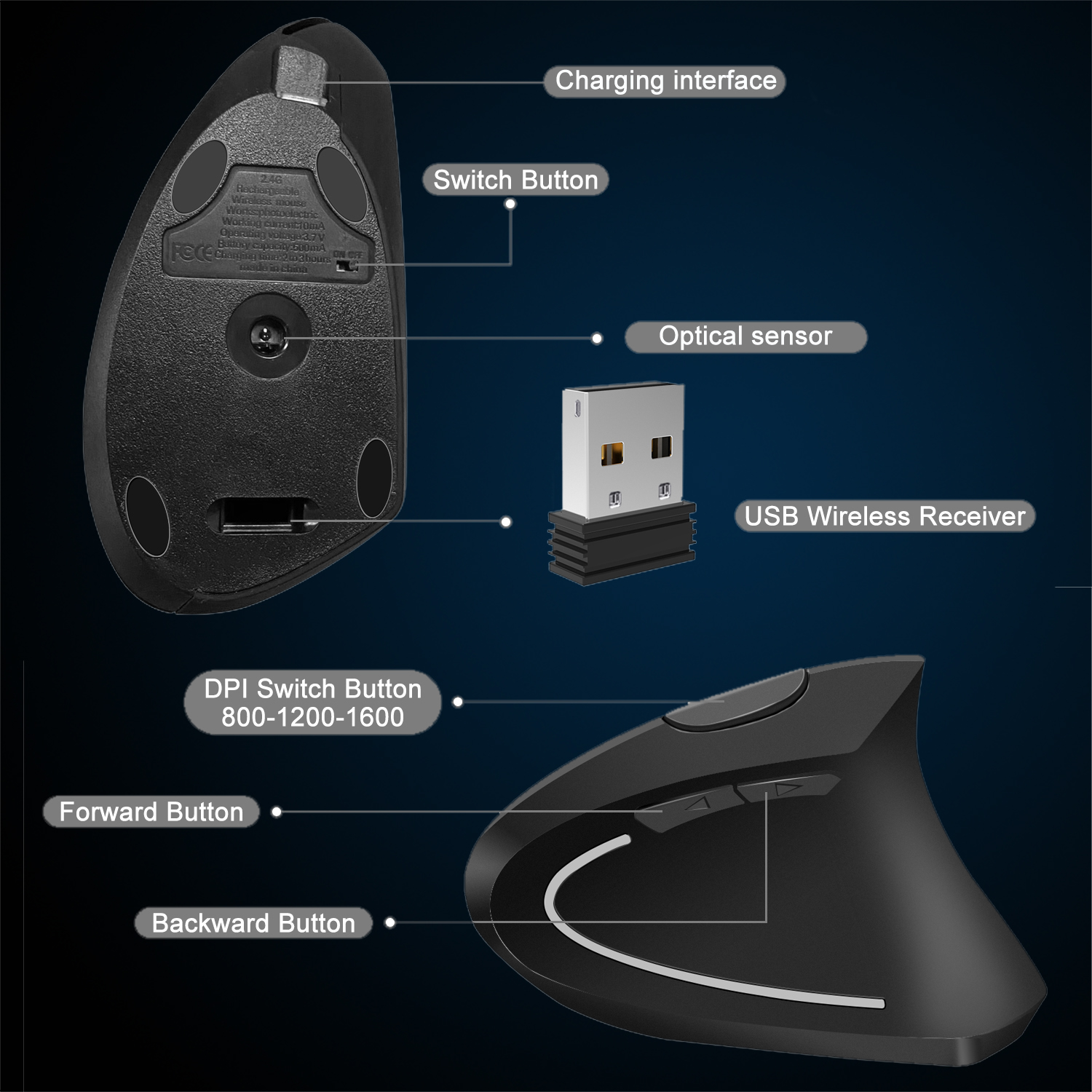 SGEYR Ergonomic Wireless Mouse photo 5