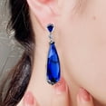 thumbnail image 4 of Eosunjian 1 Pair Women Earrings Waterdrop Shape Shiny Rhinestone Anti-allergy Lightweight Ear Decoration Jewelry Prom Cocktail Party Hanging Earrings Dangle Earrings Blue, 4 of 12