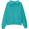 thumbnail image 2 of HUAXUN-Kids Half Zip Sweatshirt with Thumbholes, Quarter Zip Pullover with Pocket for Boys Girls 5-14 Years, High Neck Sport Top for Fall Winter Seasons(Mint Green,7-8Years), 2 of 3