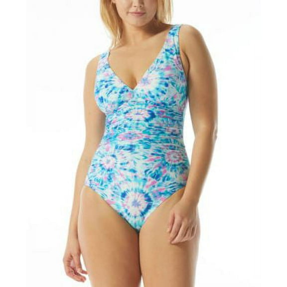 MSRP $142 Coco Reef Women's Contours Solitaire V-Neck Swimsuit Size 14/40D