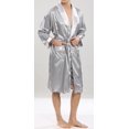thumbnail image 3 of Men's Satin Robe with Short Set Silk Lightweight Bathrobe Sleepwear 2 Piece, 3 of 7