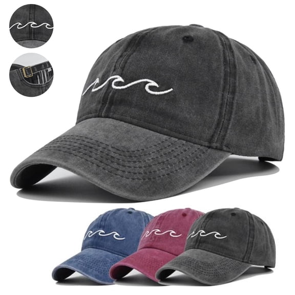 Helii Vintage Washed Denim Baseball Cap for Men Women, Retro Distressed Adjustable Dad Hat Trucker Hat Sun Hat Cowboy Hat