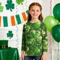 thumbnail image 3 of Tauxra Chandail de la Saint-Patrick pour Adultes, T-Shirt à Manches 3/4 Imprimé Col Rond, T-Shirt Graphique Trèfle Décontracté à Manches Longues pour Activités Festives, 3 of 6