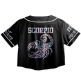 thumbnail image 3 of Lotusprinthandmade Personalized Scorpio Zodiac Crop Top Baseball Jersey XS-XL Multicolor, Zodiac Horoscope Lover Gift, scorpio zodiac croptop baseball jersey, birthday crop top baseball jersey, 3 of 5