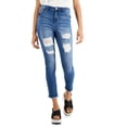 thumbnail image 1 of Dollhouse Destructed High-Rise Raw-Hem Skinny Jeans, Blue/5, 1 of 6