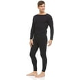 thumbnail image 5 of 3 Pack of 2pc Thermal Sets for Men, Base Layer Long Johns Underwear, Top & Bottom, Cotton, Solid Colors (X-Large, Black), 5 of 6