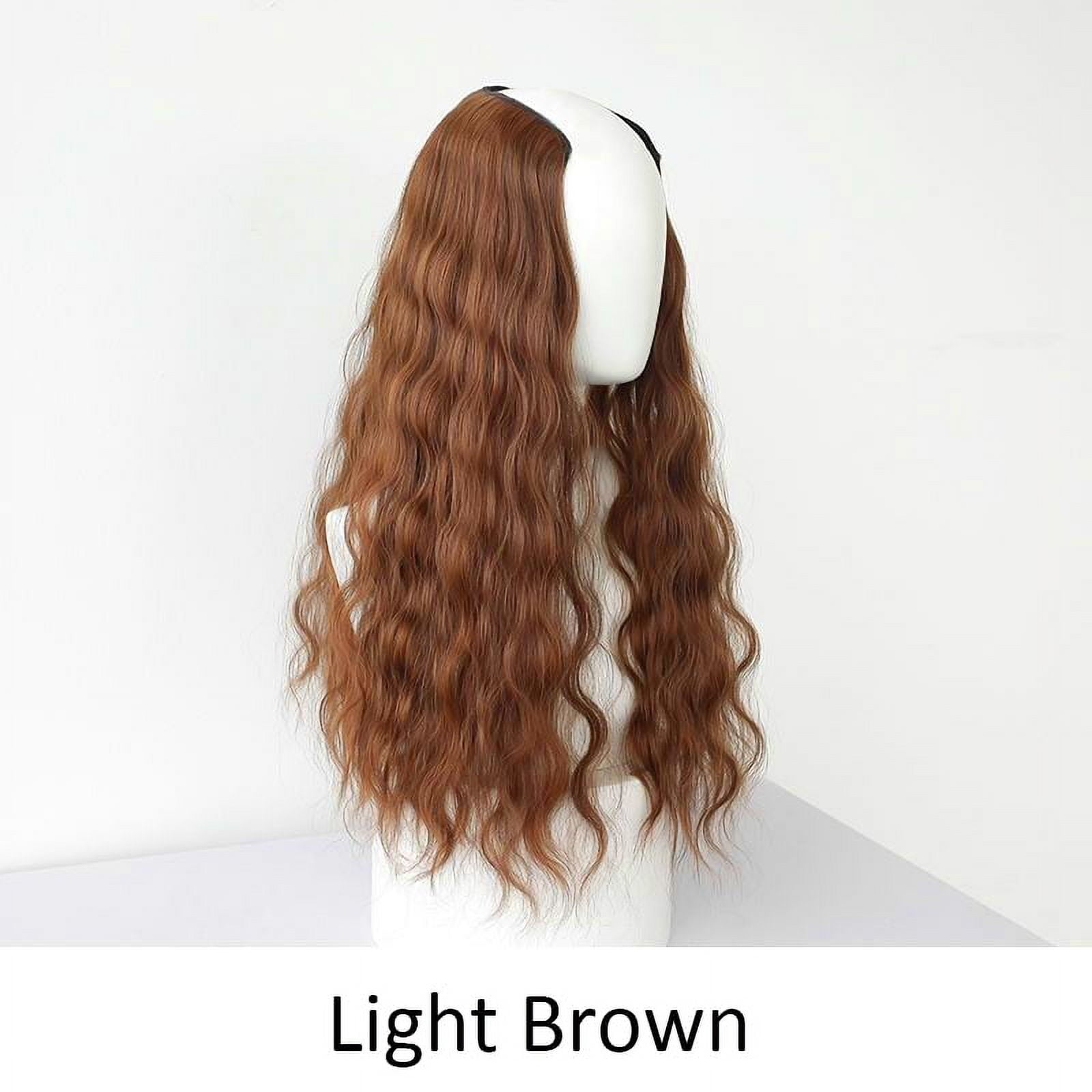 Synthetic U-Shaped corn beard wig piece clip in hair extension water ripple hairpiece black long wavy curly fake hair piece