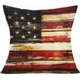 thumbnail image 4 of Set of 4 Vintage American Flag Throw Pillow Covers 4th of July Independence Day USA Patriotic Pillow Case 18x18 Inch Cotton Linen Farmhouse Decorative Square Cushion Cover for Sofa Bed, 4 of 5