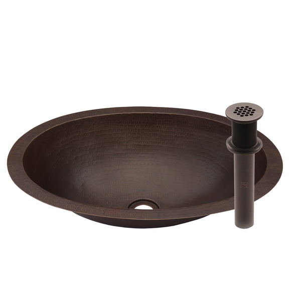 Miseno MNO-NA400 Oval 11" Drop-In or Undermount Bathroom Sink; Antique Copper