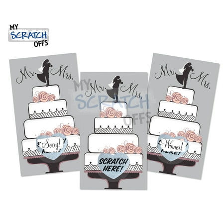 Bridal Shower Wedding Shower - Wedding 4 Tier Cake Mr & Mrs Vintage Bridal Shower & Wedding Shower Reception Scratch off Game Cards Set 25 (24 Sorry 1 Winner) Kit for Guests My Scratch Offs
