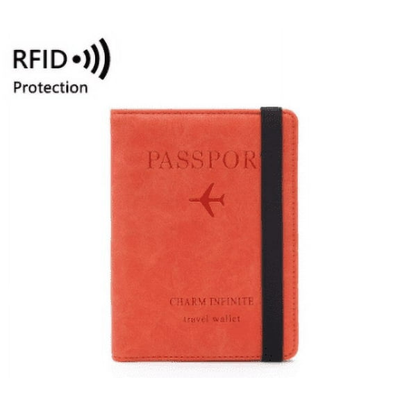 Passport Cover Holder Wallet Protector Case RFID Blocking For Men And Women Good For Traveling Card Holder Ticket Holder (ORANGE)