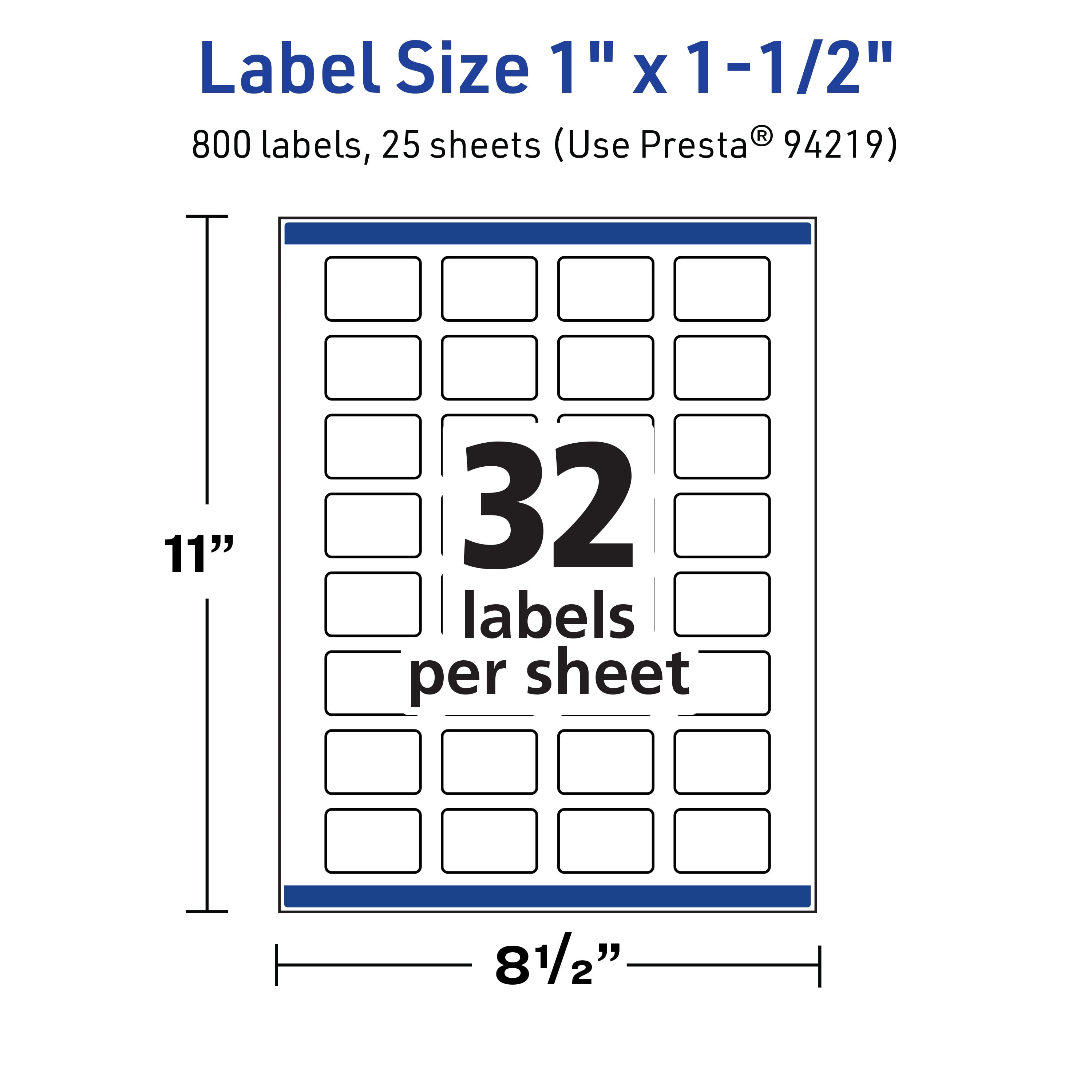 Avery TrueBlock Rectangle Labels, 1" x 1.5", 800ct