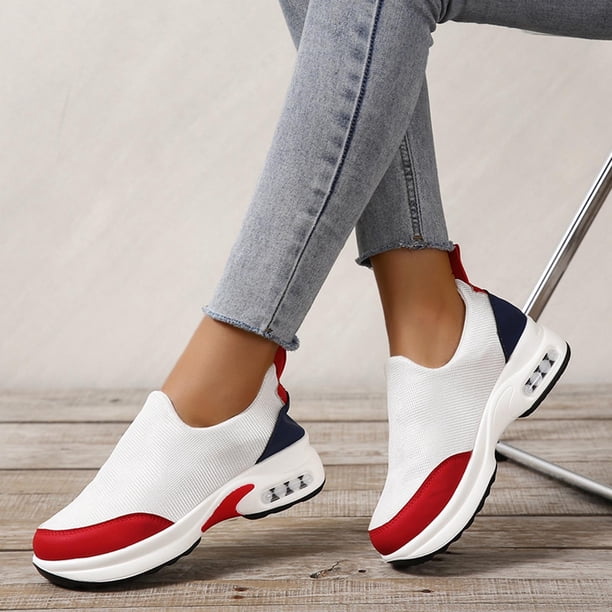 Las mujeres se deslizan en los zapatos deportivos casuales transpirables Zapatos de malla casuales Zapatillas de deporte Wmkox8yii ahfdhkah909