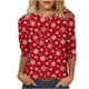 thumbnail image 2 of Fiudx Liquidación de Ahorros de Verano Camiseta de Manga 3/4 con Cuello Redondo y Estampado Navideño para Mujer, Jersey con Cuello Redondo, Top/Camisa de Manga Larga con Cuello Redondo, 2 of 5
