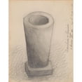 thumbnail image 2 of Stanisław Wyspiański 15x18 Black Ornate Wood Framed Double Matted Museum Art Print Titled - Stone Baptismal Font at the Church in Cięcin. Sketchbook Card (1890), 2 of 5