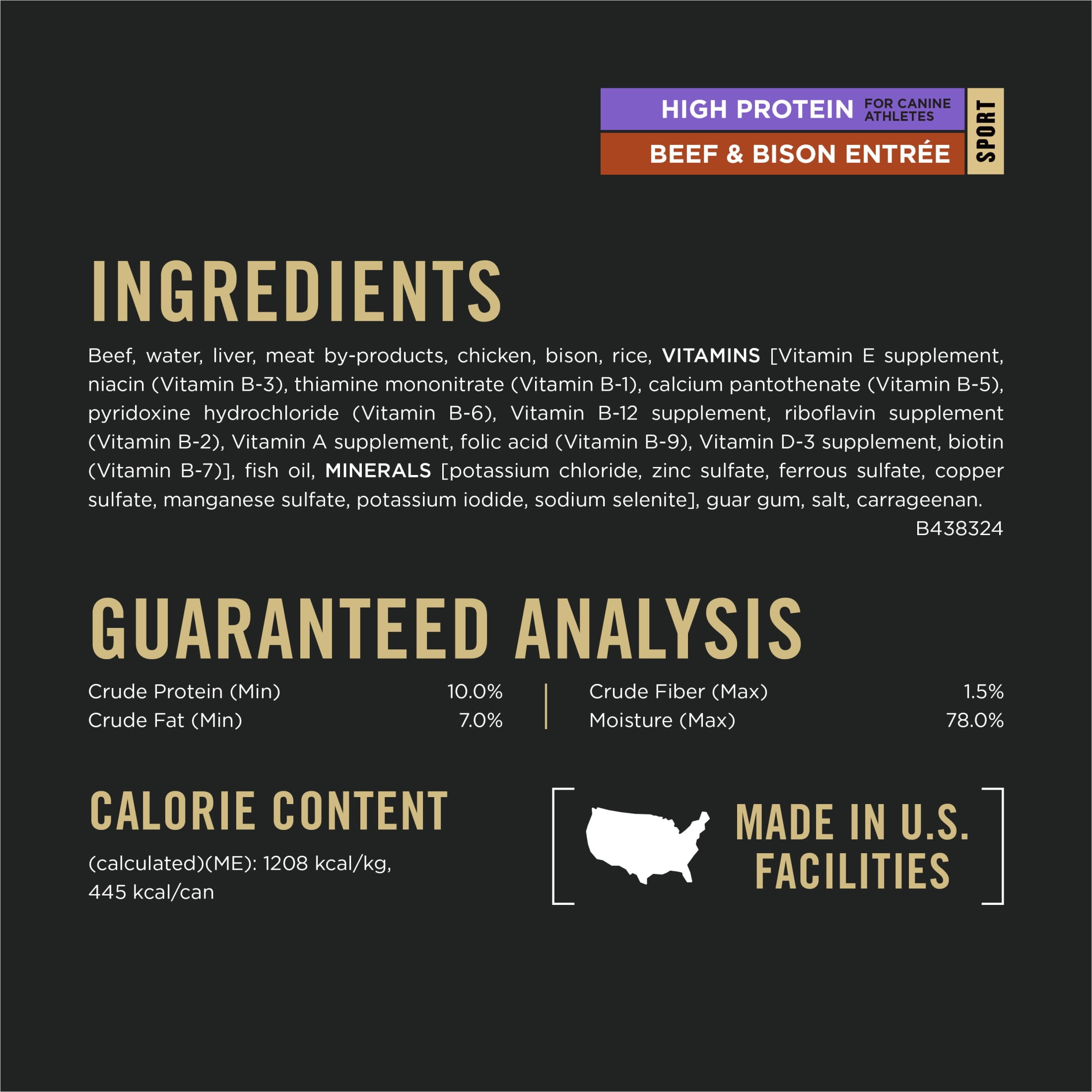 Purina Pro Plan Sport High Protein Wet Dog Food Beef and Bison Entrée, 13 oz Can