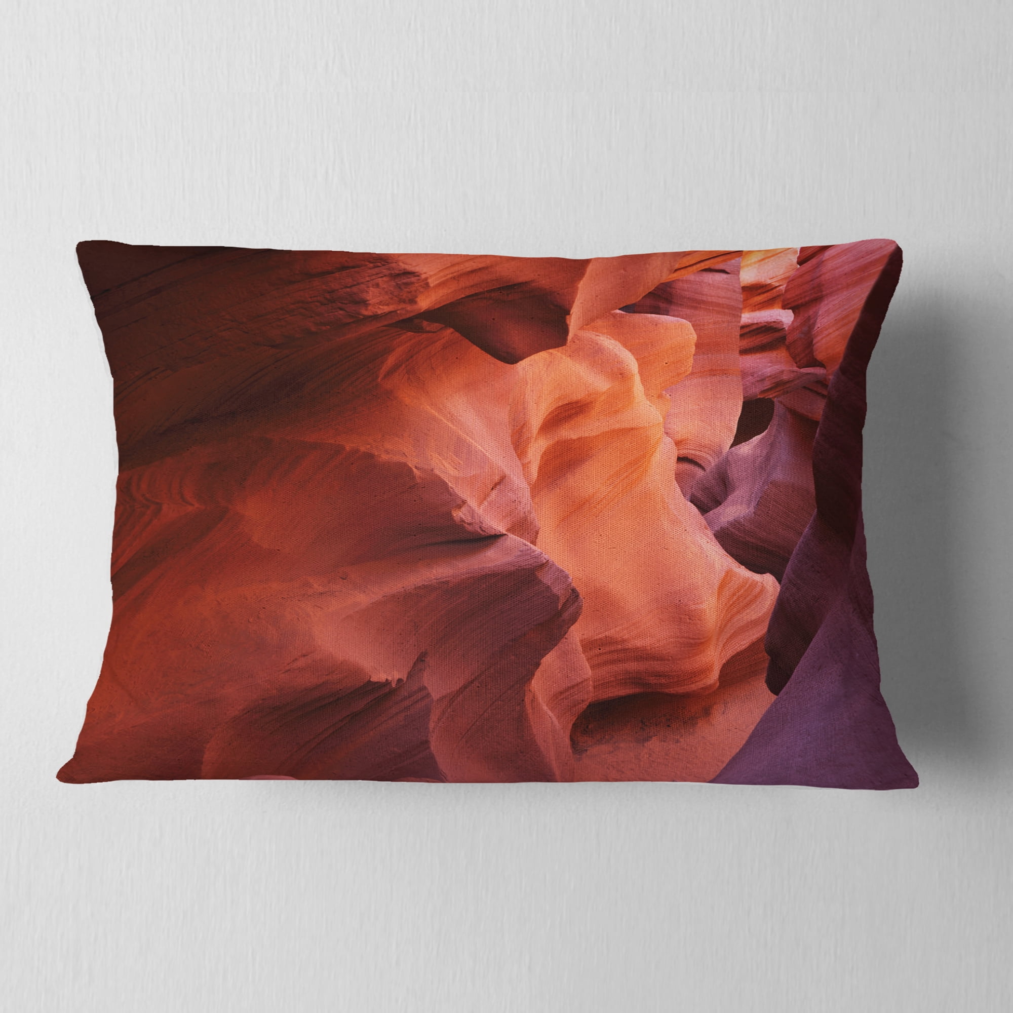 Designart Antelope Canyon Magical Shades - Landscape Photography Throw Pillow - 12x20