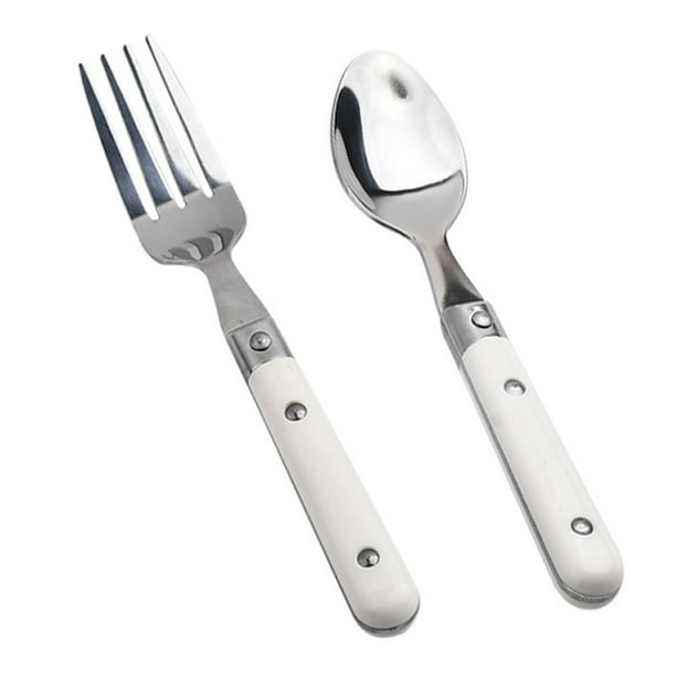 EeaseMX 2 tenedores y cucharas para niños, vajilla infantil de acero inoxidable, cubiertos para uso diario.