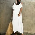 Women Summer Maxi Dress Tie Cold Shoulder Casual Loose Long Dresses