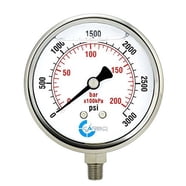 4" Pressure Gauge, 160 PSI, Chrome Steel Case, 1/4" NPT Side/Bottom Mount - Carbo Instruments