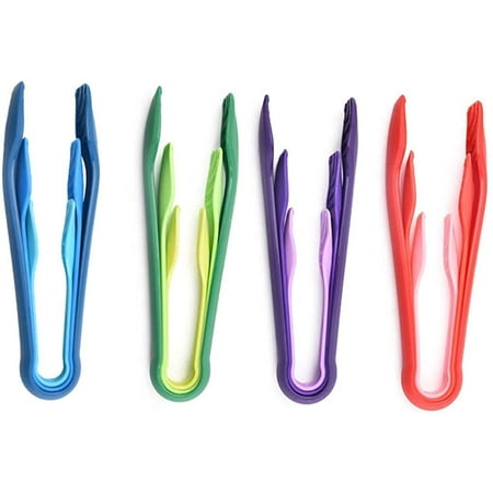 

3Pcs 6/8/10inch Plastic Kitchen Tongs Food BBQ Vegetable Bread Clip Salad Baking Cooking Tool (Red)