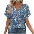 thumbnail image 2 of ATENAR T Shirts for Women Casual V Neck Womens Shirts Printed Tee Multicolor L, 2 of 6
