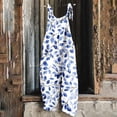 thumbnail image 2 of QATAINLAV Ladies Summer Jumpsuits Baggy Wide Leg Floral Printed Bib Overalls Linen Sleeveless Spaghetti Strap Rompers Multicolor L, 2 of 6