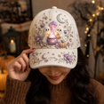 thumbnail image 5 of GrmtClth Cute Halloween Decor Baseball Hat Printed Costume Cap Adjustable Cream Fashion Accessory Holiday Photo Prop Trucker Cap for Adults, 5 of 8
