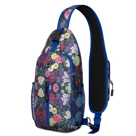 Floral Vintage Sling Backpack with Botanical Garden Print, Lightweight Durable Crossbody Daypack, Adjustable Strap, Multiple Compartments for Travel, Outdoor Activities, Daily Use
