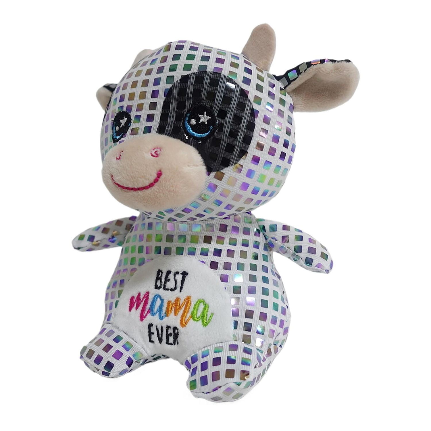 Way To Celebrate Mother's Day Plush Disco Fabric Cow Sliver,6.5inch Height,for 3 years and up