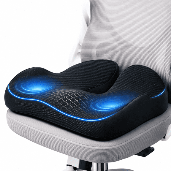 Henotian Memory Foam Seat Cushion for Office Chair, Extra-Thick Ergonomic Chair Cushion for Tailbone, Sciatica & Back Pain Relief, Non-Slip Car Seat Pillow Black